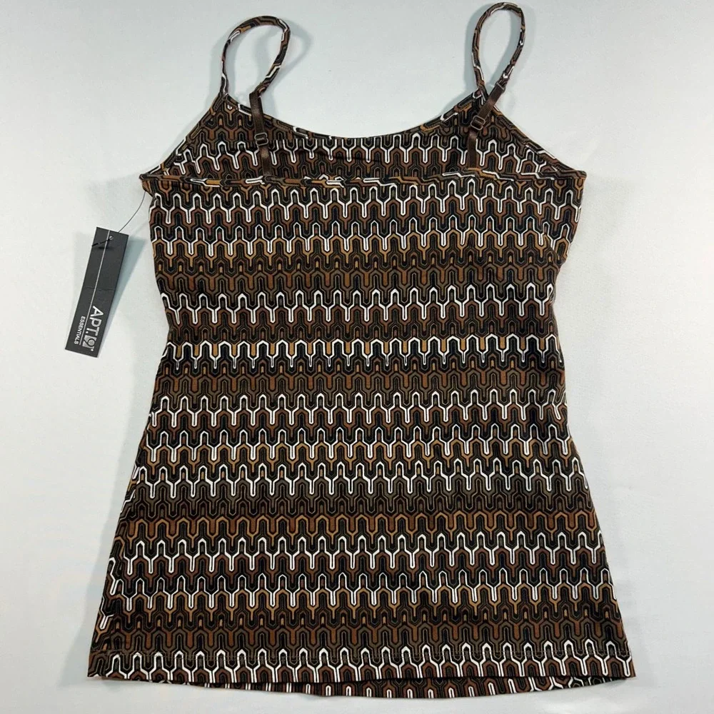 Apt 9 Essentials Womens Small Brown Geometric Print Camisole Tank Top NN19002PR